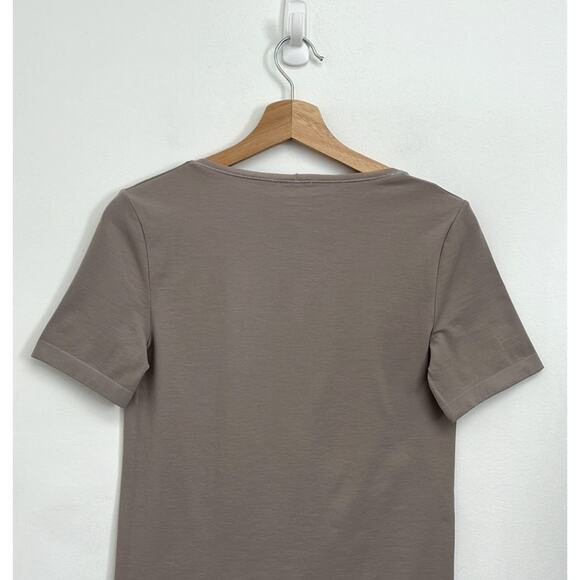 Wolford Lugano Seamless Scoop Neck Short Sleeve Fitted Stretch Neutral Tee - Med - Picture 4 of 9